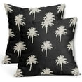 thumbnail image 1 of Palm Tree Black Pillow Covers 18X18 Inch Tropical Coastal Plants Coconut Trees Decorative Pillow Cases Set of 2 Summer Retro Cotton Linen Throw Pillows Home Decor For Sofa Couch Cushion Outdoor, 1 of 6