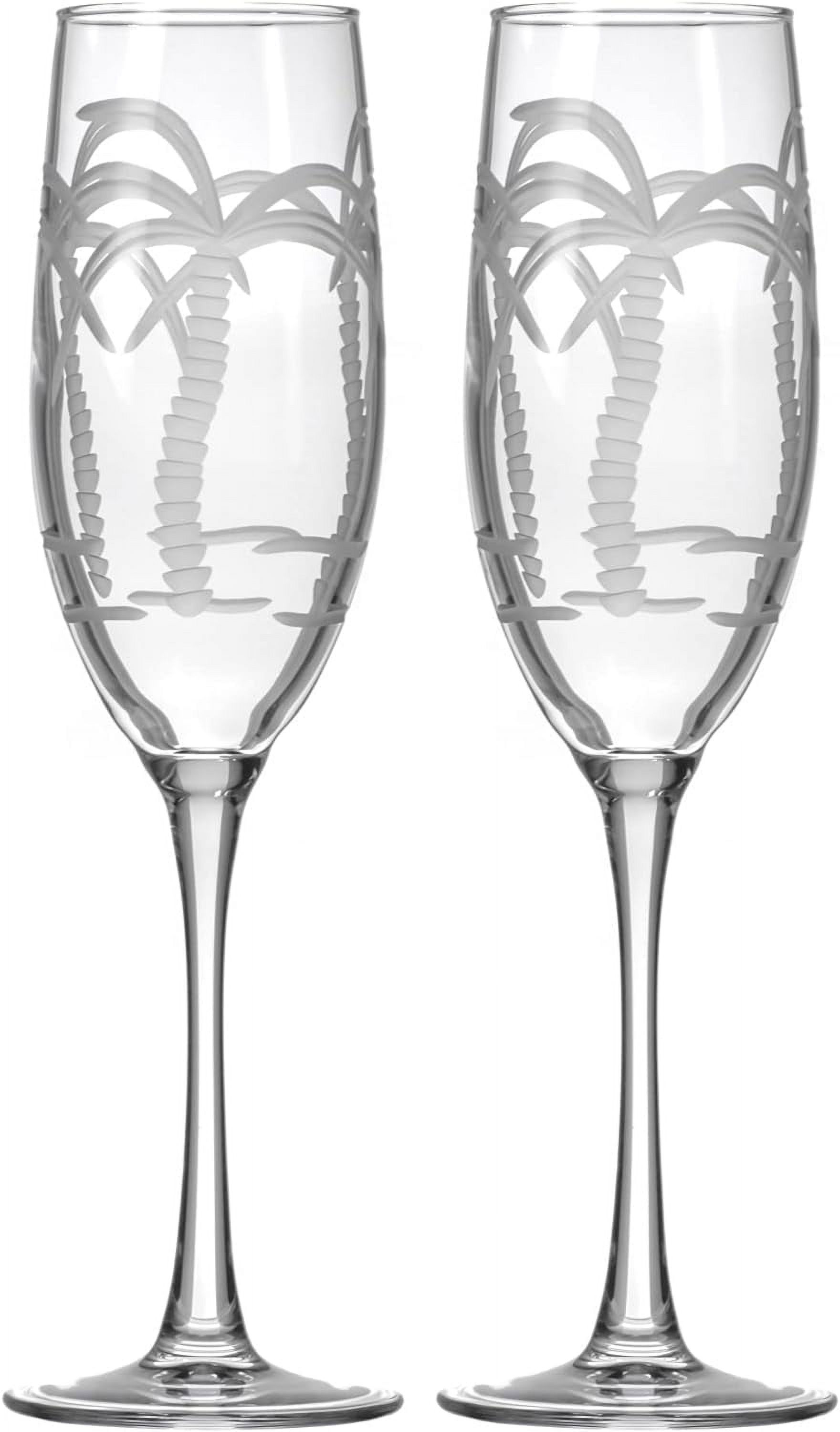Palm Tree Champagne Flute Glass 8 Ounce Toasting Flute Glasses Lead