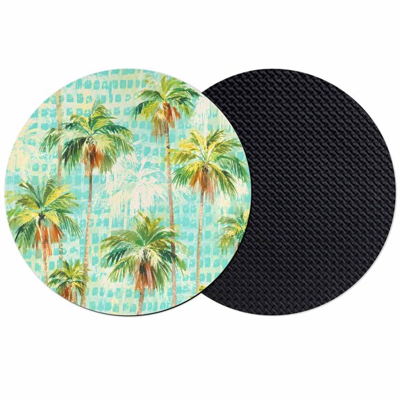 Palm Tree Coasters Set of 2, Absorbent Coasters for Drinks, Country Summer Botanical Coconut Plants Coaster for Desk Coffee Table Protection, Home Decor House Warming Gifts 4"