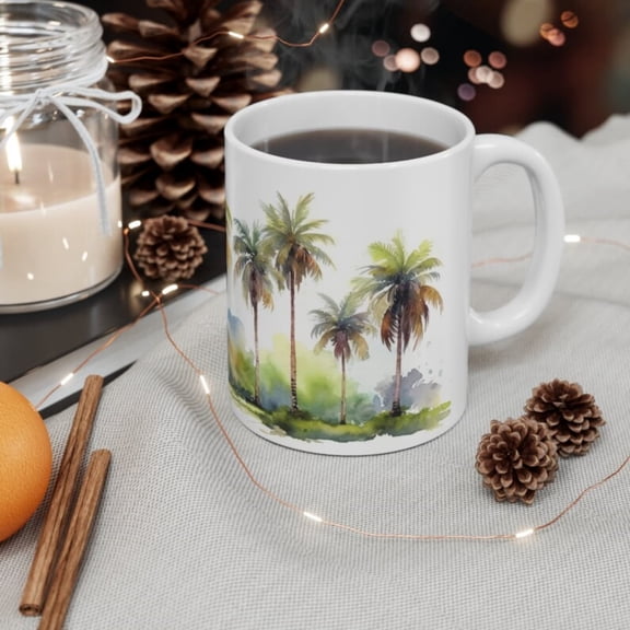 Palm Tree Coffee Mug l Beach Mug Beach Nature Mug Flower Mug Palm Trees Tea Cup Gardening Gift Gift Her Gift Mom Gift Him.