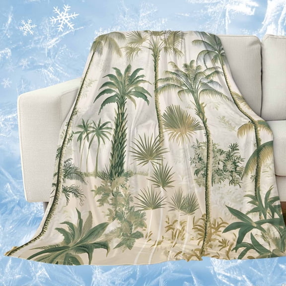 Palm Tree Cooling Blanket,Lightweight Breathable Summer Throw Blanket with Double Sided Cold Effect,Sage Green Tropical Nature Plant Watercolor Picnic Blankets Bed Sheet for Hot Sleepers 30"x40"