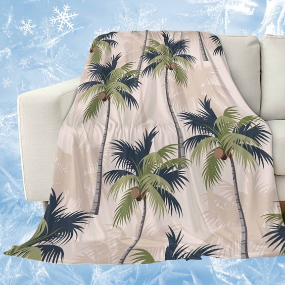 Palm Tree Cooling Blanket,Lightweight Breathable Summer Throw Blanket with Double Sided Cold Effect,Tropical Coconut Botanical Summer Seaside Picnic Blankets Bed Sheet for Hot Sleepers 30"x40"