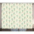 thumbnail image 1 of Ambesonne Palm Tree Curtains 2 Panel Set, Cartoon Forest Cactus, 108" x 108", Cream Cocoa Mint Green, 1 of 3