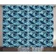 thumbnail image 1 of Ambesonne Palm Tree Curtains 2 Panel Set, Geometric Blue Shades, 108" x 90", Blue Dark Blue White, 1 of 3