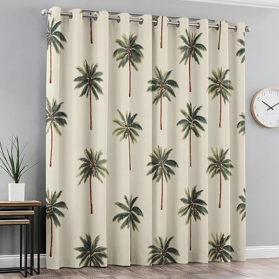Palm Tree Curtains for Living Room, Thermal Insulated Hawaii Tropical Plant Blackout Curtains, Grommet Drapes Window, Coconut Tree Bedroom Decor 26"W x 63"L (Pack of 2)