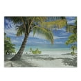 thumbnail image 1 of Palm Tree Cutting Board, Tropical Sandy Beach with Palm Trees Maldives Coastline Peaceful Theme, Decorative Tempered Glass Cutting and Serving Board, Small Size, Coconut and Blue, by Ambesonne, 1 of 1