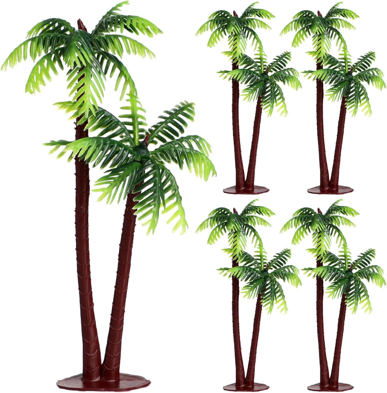 Palm Tree Decor Simulation Tree Miniature Tree Landscape Fish Tank Landscaping Plant Tree Prop Model Decoration 5Pcs (Green)