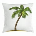 thumbnail image 1 of Palm Tree Decor Throw Pillow Cushion Cover, Cartoon Palms Image Tropical Plant and Sand Serenity Nature Foliage Print, Decorative Square Accent Pillow Case, 20 X 20 Inches, Green Brown, by Ambesonne, 1 of 2