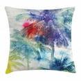 thumbnail image 1 of Palm Tree Decor Throw Pillow Cushion Cover, Retro Watercolor Silhouettes of Palm Trees Stains on Tropical Paradise Theme, Decorative Square Accent Pillow Case, 18 X 18 Inches, Multi, by Ambesonne, 1 of 2
