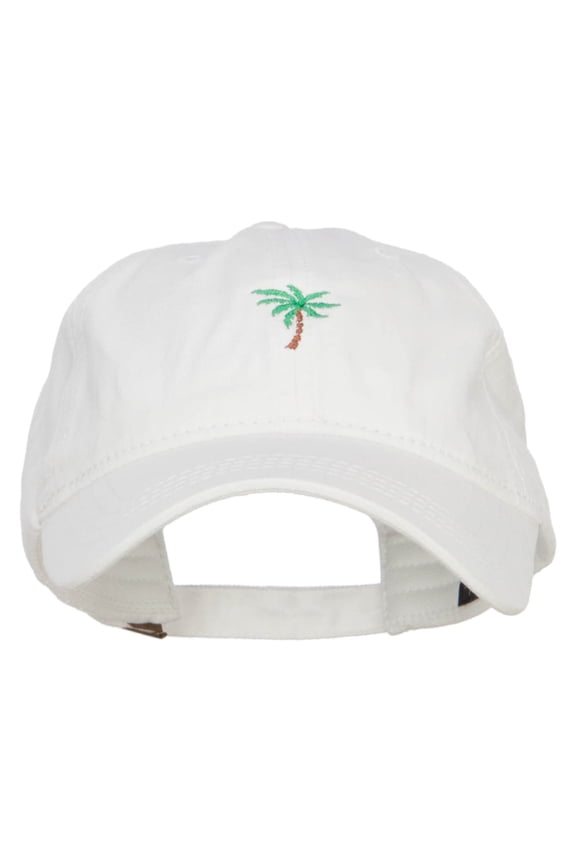 Palm Tree Embroidered Washed Cap - White OSFM