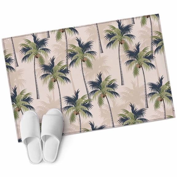 Palm Tree Entryway Rug 2x3 Area Rug Washable Indoor Doormat Small Bathroom Rugs Non-Slip Low Pile Accent Throw Rugs Tropical Coconut Botanical Summer Seaside Floor Carpet for Kitchen Bedroom Entrance