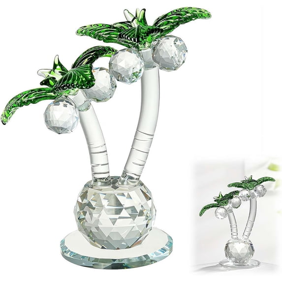 Palm Tree Figurine, Crystal Home Office Table Decoration, Resin