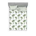 thumbnail image 1 of Palm Tree Fitted Sheet & Pillow Sham Set, Botanical Watercolor Art of Hawaiian Aloha Forest Palm Trees in Pairs, Decorative Printed 6 Piece Bedding Decor Set, Calking, Grey Green White, by Ambesonne, 1 of 3