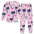 thumbnail image 1 of Palm Tree Flamingo Pattern Cotton Pajamas 2 Piece Set Sleepwear Soft and Comfortable Homewear Nightwear, 1 of 7