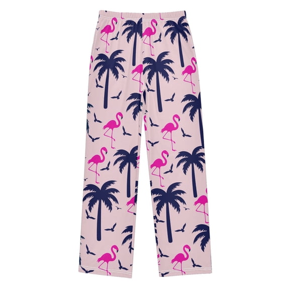 Palm Tree Flamingo Pattern Pajama Pants Soft Lightweight Lounge Pants Bottoms Sleep Pants Warm Comfy