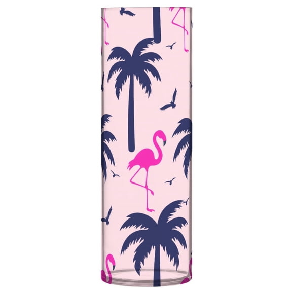 Palm Tree Flamingo Pattern Vase Flower Vase Clear Unbreakable Plastic Tall Decorative 11.8in
