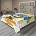 thumbnail image 1 of Ambesonne Tropical Flat Sheet, Cartoon Island Sunset, Queen Size, Blue Orange, 1 of 1