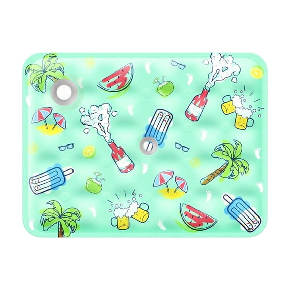 Palm Tree Float, Floating Beverage Mat, Beer Mug Print, Pvc Inflatable, Watermelon Print, 12X16 In, Mint Green, Floating Drink Tray, Pool , Outdoor Palm Tree, Summer