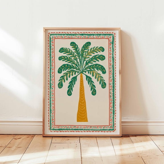 Palm Tree Folk Art Middle Eastern Botanical Decor Nature Wall Art, Unframed Poster
