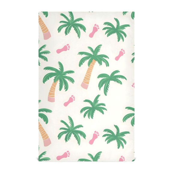 Palm Tree Footprints Pattern Kitchen Towels Waffle Weave Decorative Tea Towels Multi Use Dishcloths 28x18in