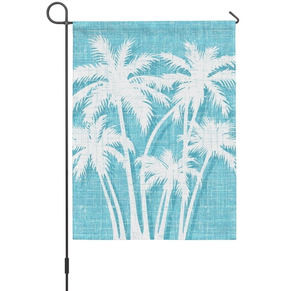 Palm Tree Garden Flag 12 x 18 Inches, Tropical Plant Coastal Summer Teal Green Weather Proof Outdoor Patio Flags Double Sided Small Garden Decoration for Yard Outside Home