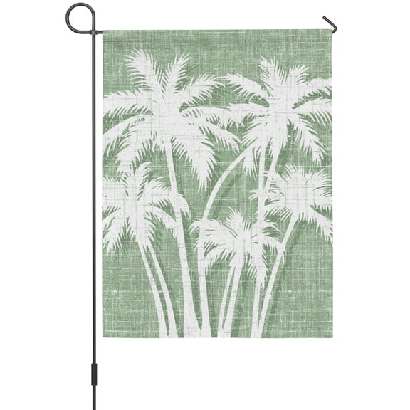Palm Tree Garden Flags For Outdoor, Tropical Plant Coastal Summer Sage Green Small Double Side Yard Flags Weather Proof Garden Decor for Lawn Outside Holiday 12 x 18 Inches