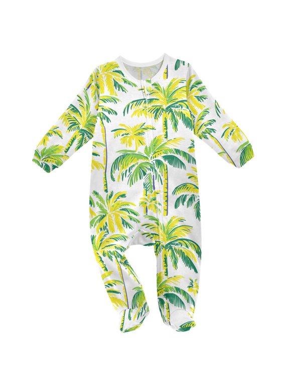 Palm Tree Gradient Baby Sleeper One-Piece Footies Newborn Roomper 6Months