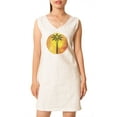 thumbnail image 1 of Palm Tree Hand Drawn Icons Print Vintage V-neck Linen Mini Shift Dress WDS_02 0, 1 of 1