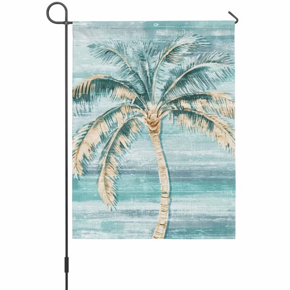 Palm Tree House Flags For Outdoor, Vintage Green Tree Small Double Side Yard Flags Weather Proof House Decor for Lawn Outside Holiday 28 x 40 Inches