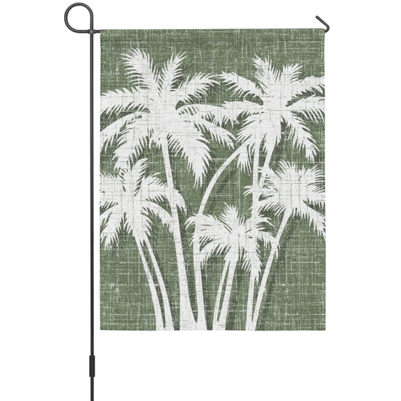Palm Tree House Flags For Outdoor, Tropical Plant Coastal Summer Olive Green Small Double Side Yard Flags Weather Proof House Decor for Lawn Outside Holiday 28 x 40 Inches