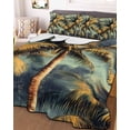 thumbnail image 1 of Palm Tree King Size Down Alternative Comforter, Lightweight Comforter Quilt Bedding Set with Pillow Shams Retro Summer Botanical Tropical Plant Leaves All Seasons Bed Comforter Duvet Insert 96"x106", 1 of 7