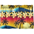 thumbnail image 1 of Palm Tree Kitchen Curtains 2 Panels UV Protected Tier Curtains, Half Window Curtains Kitchen Tiers for Guest Room Bathroom Sink Laundry Room Basement,24"x27", 1 of 7