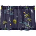thumbnail image 1 of Palm Tree Kitchen Curtains 2 Panels UV Protected Tier Curtains, Half Window Curtains Kitchen Tiers for Guest Room Bathroom Sink Laundry Room Basement,24"x27", 1 of 7