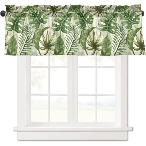 Palm Tree Kitchen Curtains Valances for Windows Rod Pocket Valance Short Window Treatments for Kitchen Windows Living Room Bathroom Laundry Decor