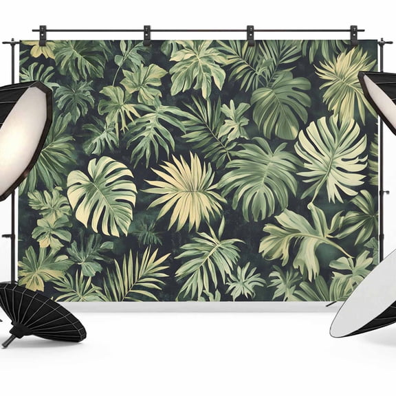 Palm Tree Leaves Backdrop for Photoshoot,Photography Photo Studio Background Wall Backdrop,Summer Tropical Green Botanical Back Drop Banner Panel for Portraits Wedding Live Streaming Decor 8x6Ft