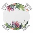 thumbnail image 1 of Palm Tree Leaves Branch Elastic Fitted Round Table Cover Flowers Plant Nature Waterproof Outdoor Tablecloth for Holiday Party, Picnic, Patio & Dining Fits Tables Up to 45"-54", 1 of 8