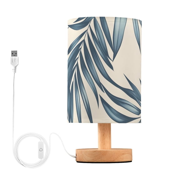 Palm Tree Leaves Hand Painted Table Lamp with USB Port LED Warm Light Lamp Night Light Home Decor