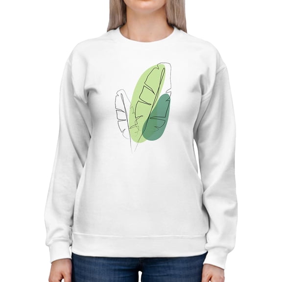 Palm Tree Leaves Modern Sweatshirt Women -Image by Shutterstock, Female x-Large