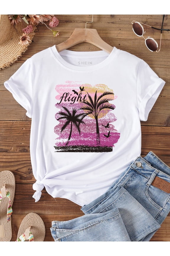 Palm Tree & Letter Graphic Tee