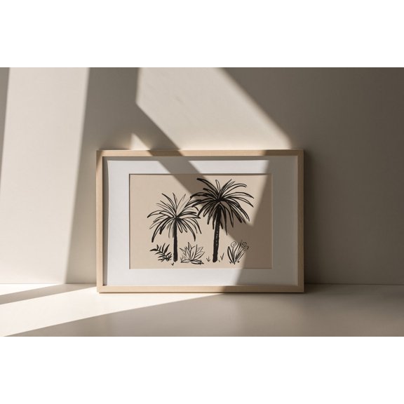 Palm Tree Line Art Print Minimalist Botanical Ink Drawing