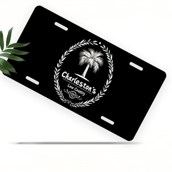 Palm Tree Logo Front License Plate, Metal License Plate, Funny Standard Plates Personalized Novelty Decorative For Men/Women/Boys/Girls Car 6×12 Inch
