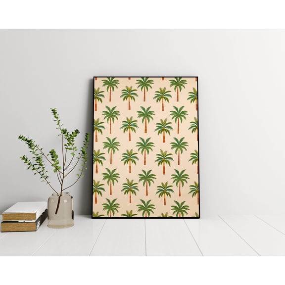 Palm Tree Minimalist Abstract People Blue Home Decor, Unframed Paper Poster 11x14in