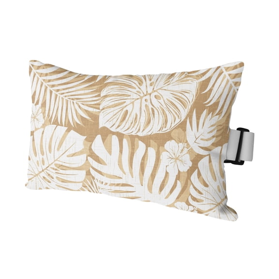 Palm Tree Monstera Outdoor Pillows for Chaise Lounge Chair Waterproof Lumbar Pillows with Insert&Adjustable Strap Beach Headrest Pillow Cream Beige Leaf Boho Botanical Tropical Pool Pillow 11"x16"