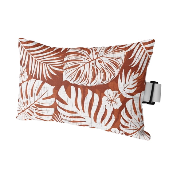 Palm Tree Monstera Outdoor Pillows for Chaise Lounge Chair Waterproof Lumbar Pillows with Insert&Adjustable Strap Beach Headrest Pillow Rust Red Leaf Boho Botanical Tropical Pool Pillow 11"x16"
