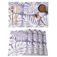 thumbnail image 1 of Palm Tree Monstera Placemats Set of 4 Purple White Leaf Boho Botanical Tropical Place Mats Indoor Wipeable Table Mats Washable Cloth Dining Table Placemats for Kitchen Holiday Party Decor 13x19 Inch, 1 of 9