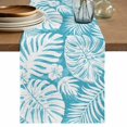 thumbnail image 1 of Palm Tree Monstera Table Runner 120 Inches Long,Teal Aqua Leaf Boho Botanical Tropical Cotton Linen Table Runners Dresser Scarves,Fabric Tabletop Scarf Furniture Cover for Home Dinner Party 13"x120", 1 of 9
