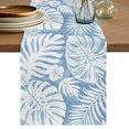 thumbnail image 1 of Palm Tree Monstera Table Runner 36 Inches Long,Sky Blue Leaf Boho Botanical Tropical Cotton Linen Table Runners Dresser Scarves,Fabric Tabletop Scarf Furniture Cover for Home Dinner Party 13"x36", 1 of 9