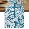 thumbnail image 1 of Palm Tree Monstera Table Runner 90 Inches Long,Cyan Blue Leaf Boho Botanical Tropical Cotton Linen Table Runners Dresser Scarves,Fabric Tabletop Scarf Furniture Cover for Home Dinner Party 13"x90", 1 of 9