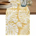 thumbnail image 1 of Palm Tree Monstera Table Runner 90 Inches Long,Mustard Ochre Leaf Boho Botanical Tropical Cotton Linen Table Runners Dresser Scarves,Fabric Tabletop Scarf Furniture Cover for Dinner Party 13"x90", 1 of 9
