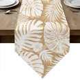 thumbnail image 1 of Palm Tree Monstera Table Runner Linen Burlap Table Runner 60 Inches Long Cream Beige Leaf Boho Botanical Tropical Dresser Scarves for Kitchen Island Coffee Dining Room Party Holiday Decor 13"x60", 1 of 8